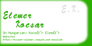 elemer kocsar business card
